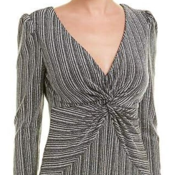 Rachel Zoe Nava Twist Front Metallic Ribbed Knit Gown - Picture 6 of 6
